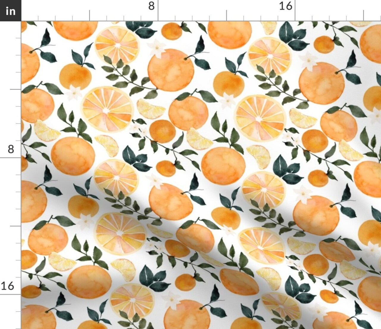 Watercolor Fruit Summer Orange Citrus Modern Botanical Bright Custom Printed Fabric by Spoonflower Various Fabrics by the Yard or Fat Quarter